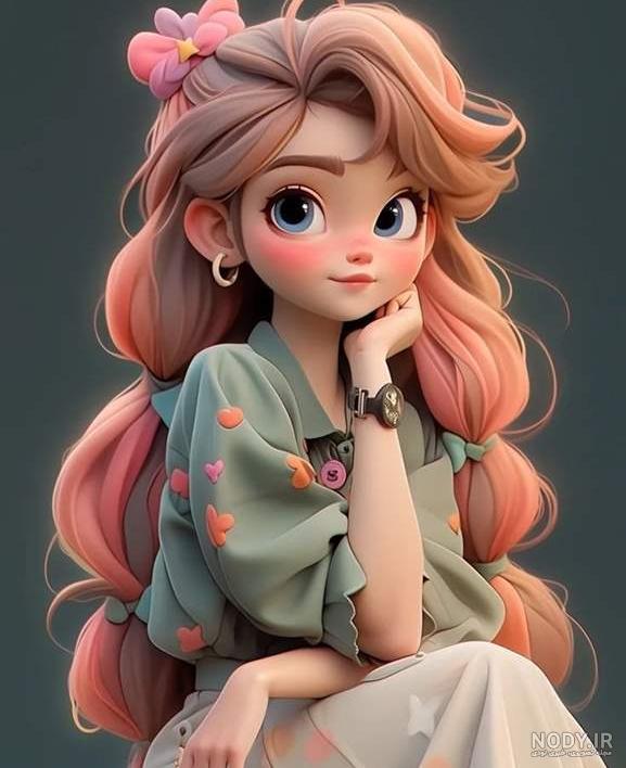 عکس کارتونی دخترانه صورتی