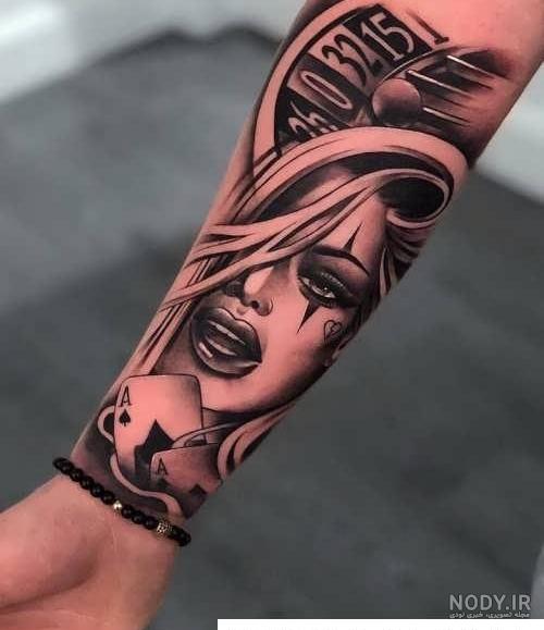 a woman's arm with a single line drawing of a face on the left forearm a woman's arm with a single line drawing of a face on the left forearm