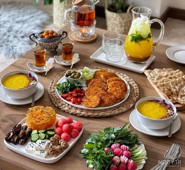 سفره افطار ساده شیک و خاص ساده و لاکچری برای مهمانی - چلوگوشت