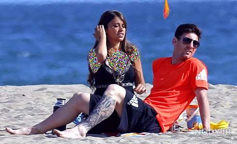 عکس مسی و همسرش در حمام