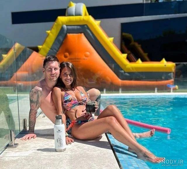 عکس مسی و همسرش در حمام