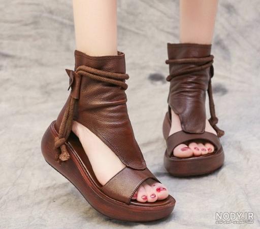 صندل زنانه چرم طبیعی چرم مشهد Mashad Leather مدل J2479|رنگ مشکی ...