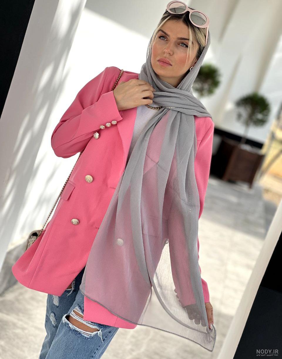 عکس شال حریر قرمز