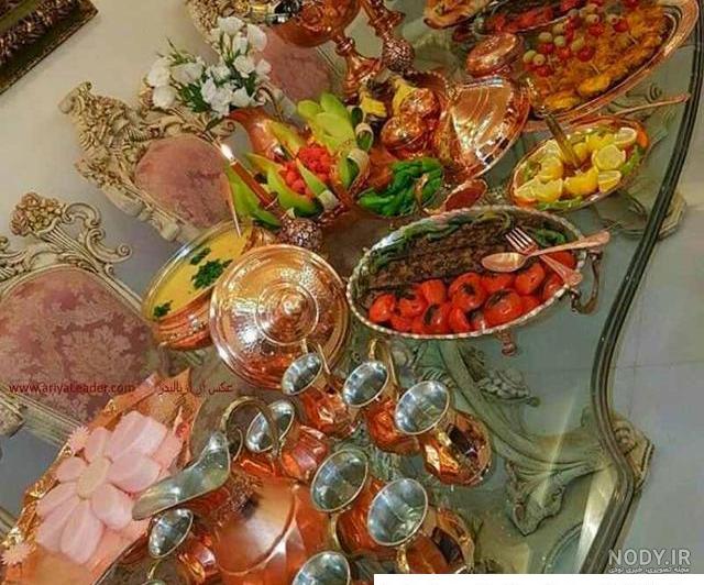 تزیین میز شب یلدا با ظروف مسی