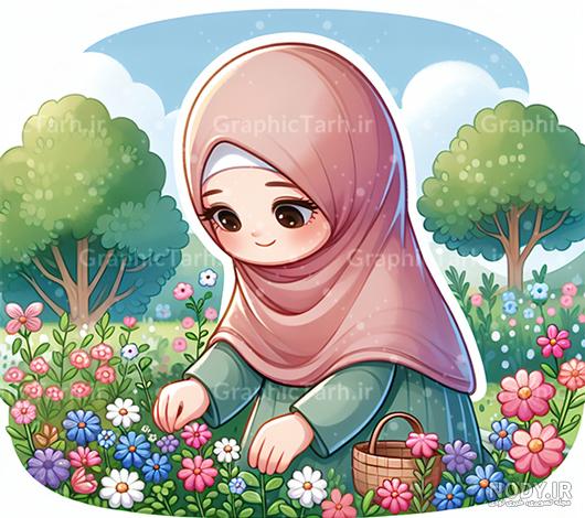 عکس خانم با حجاب کارتونی عکس خانم با حجاب کارتونی