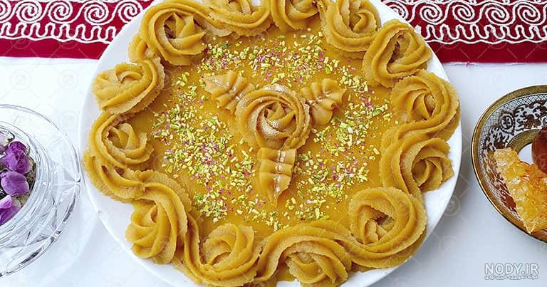 طرز تهیه حلوا زعفرانی مجلسی | جدیدترین مدل تزئین حلوا - پارس مگ طرز تهیه حلوا زعفرانی مجلسی | جدیدترین مدل تزئین حلوا - پارس مگ