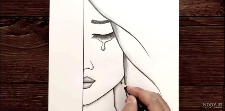 عکس نقاشی دختر تنها و غمگین ❤️ [ بهترین تصاویر ]