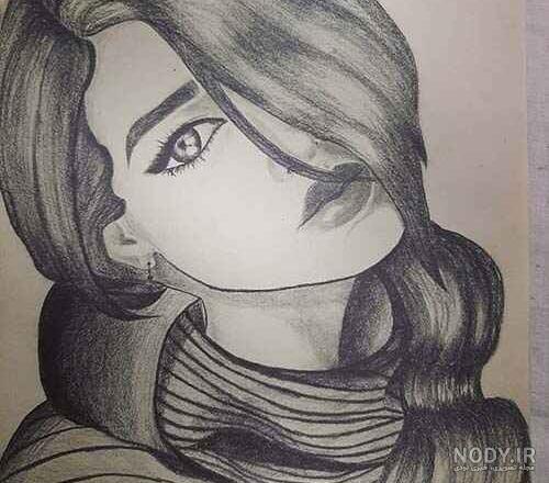 عکس نقاشی دخترانه ساده با مداد سیاه ❤️ فانتزی و شیک - تــــــــوپ  تـــــــــاپ