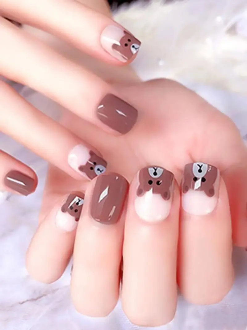 طرح ناخن خرسی صورتی طرح ناخن خرسی صورتی