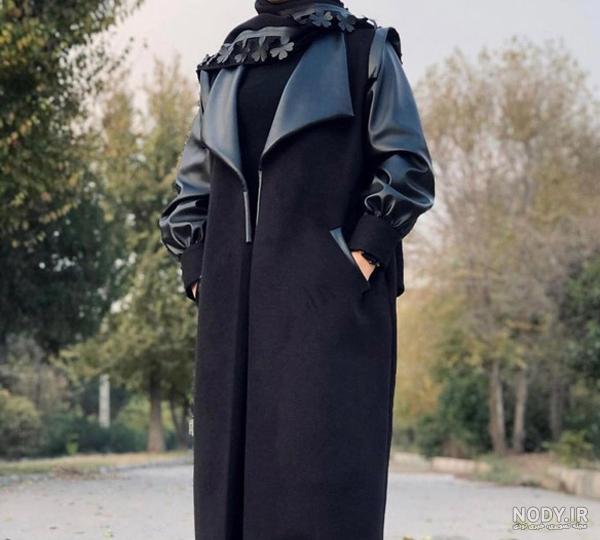 عکس پالتو چرم زنانه بلند