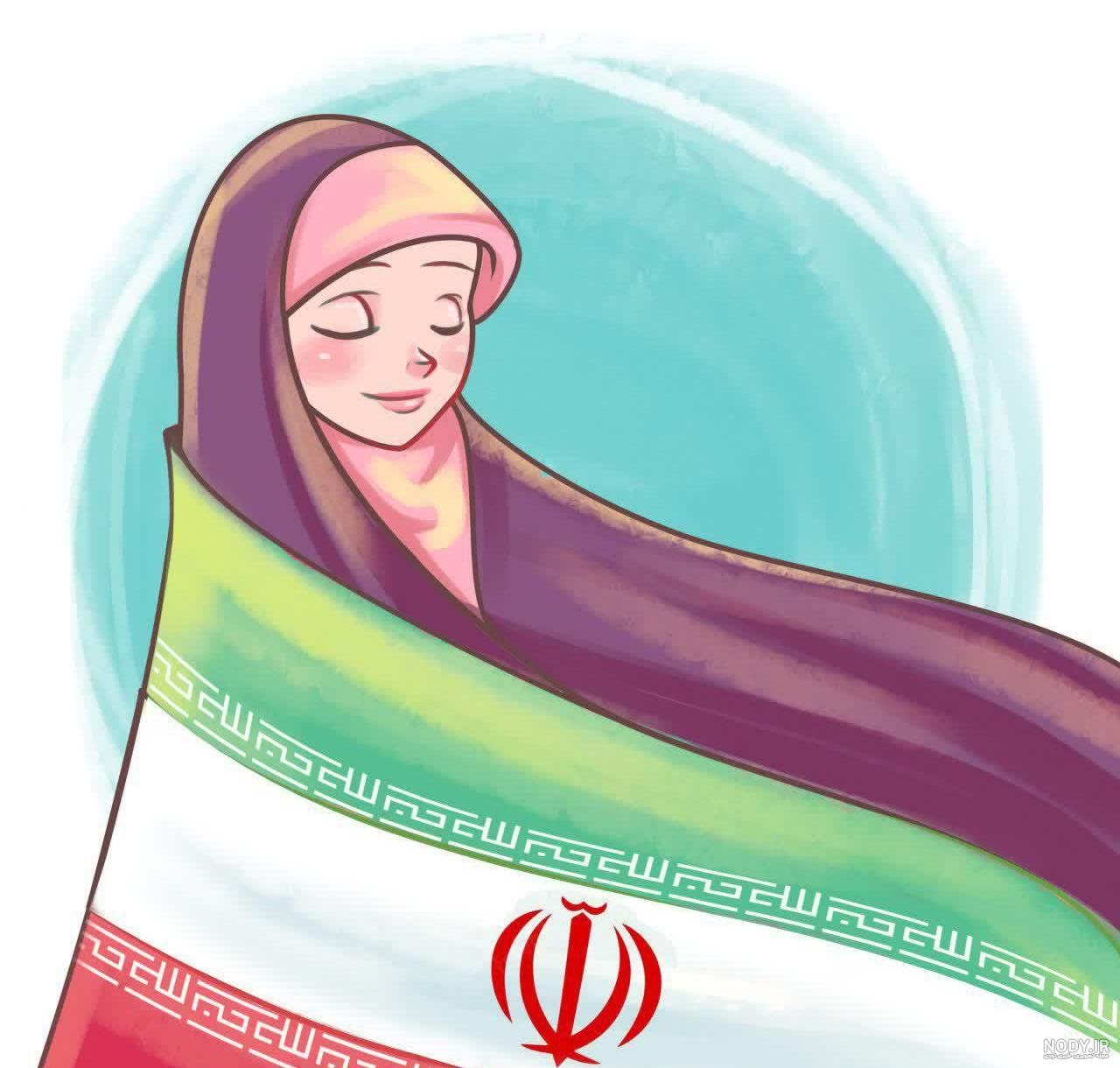 نقاشی پرچم ایران - عکس نودی