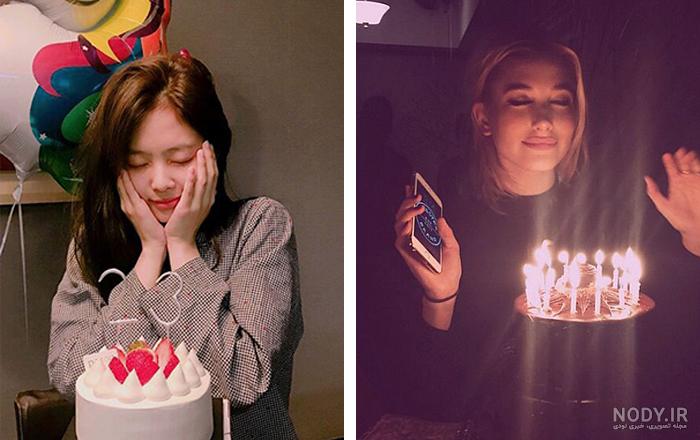ژست عکس با کیک تولد بدون چهره