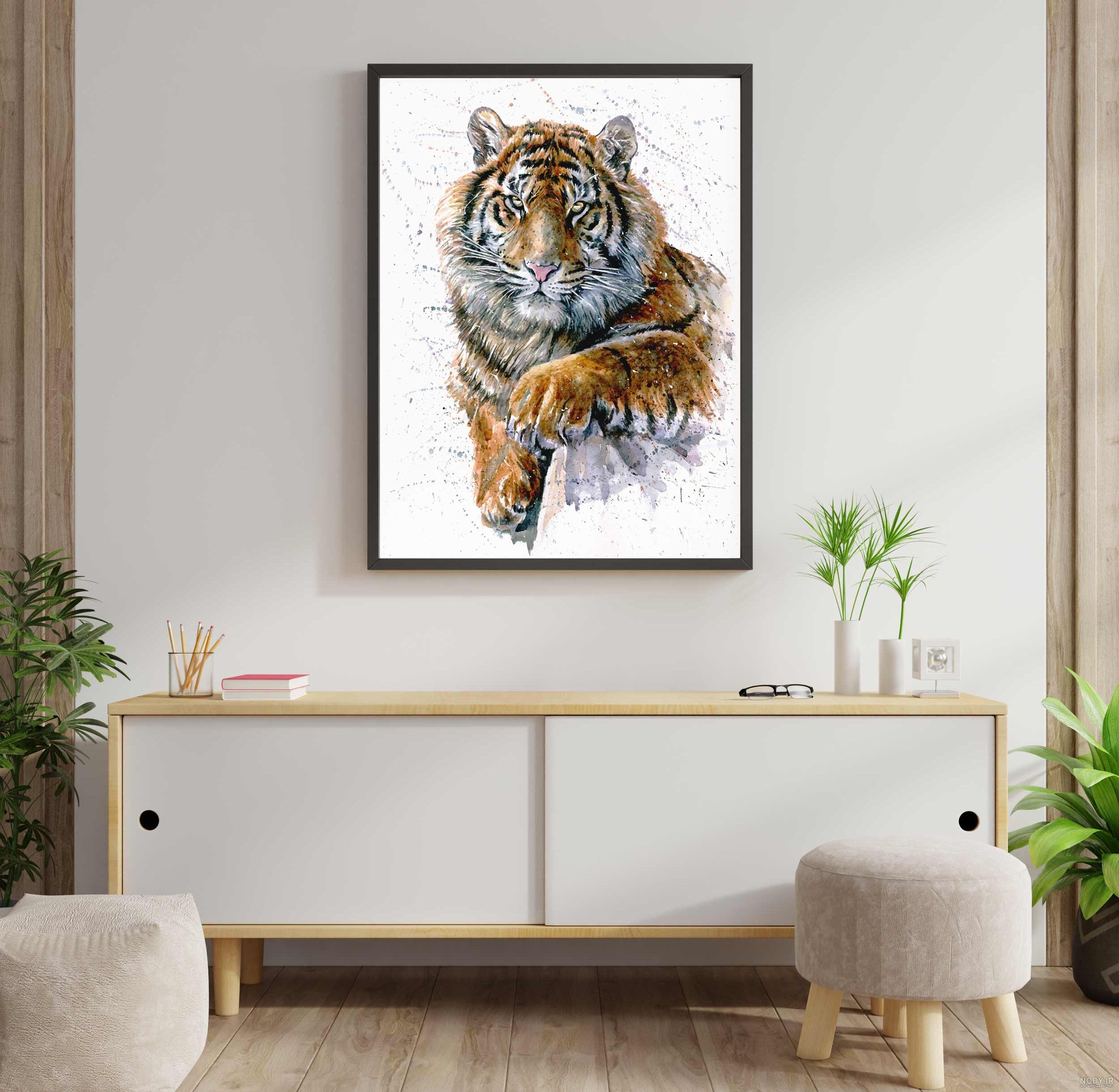 PNG ببر سیاه و سفید - طرح هنری نقاشی ببر - Tiger PNG Black and White