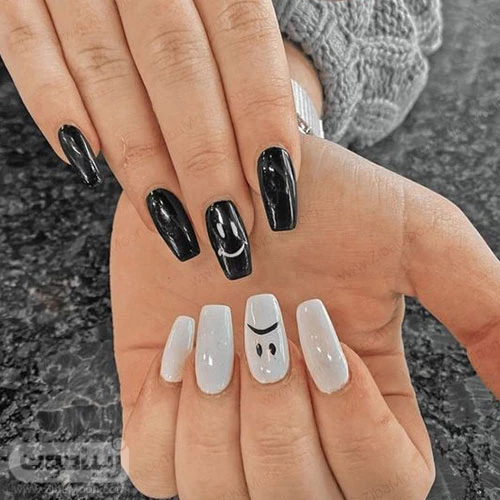 طراحی ناخن سفید و صورتی جدید + طراحی ناخن سفید مشکی طراحی ناخن سفید و صورتی جدید + طراحی ناخن سفید مشکی
