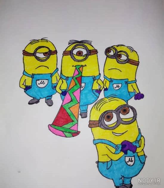 دفتر نقاشی فانتزی جهان تک سیم 50 برگ طرح مینیون آبی - Jahan Fantasy  Painting Notebook Minions Design- 50 Sheets | ایمانیاز | Imaniaz