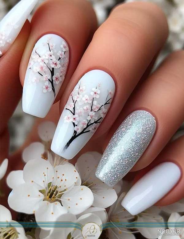 طراحی ناخن سفید و صورتی جدید + طراحی ناخن سفید مشکی