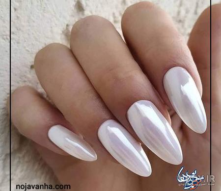 طرح ناخن کروم سفید