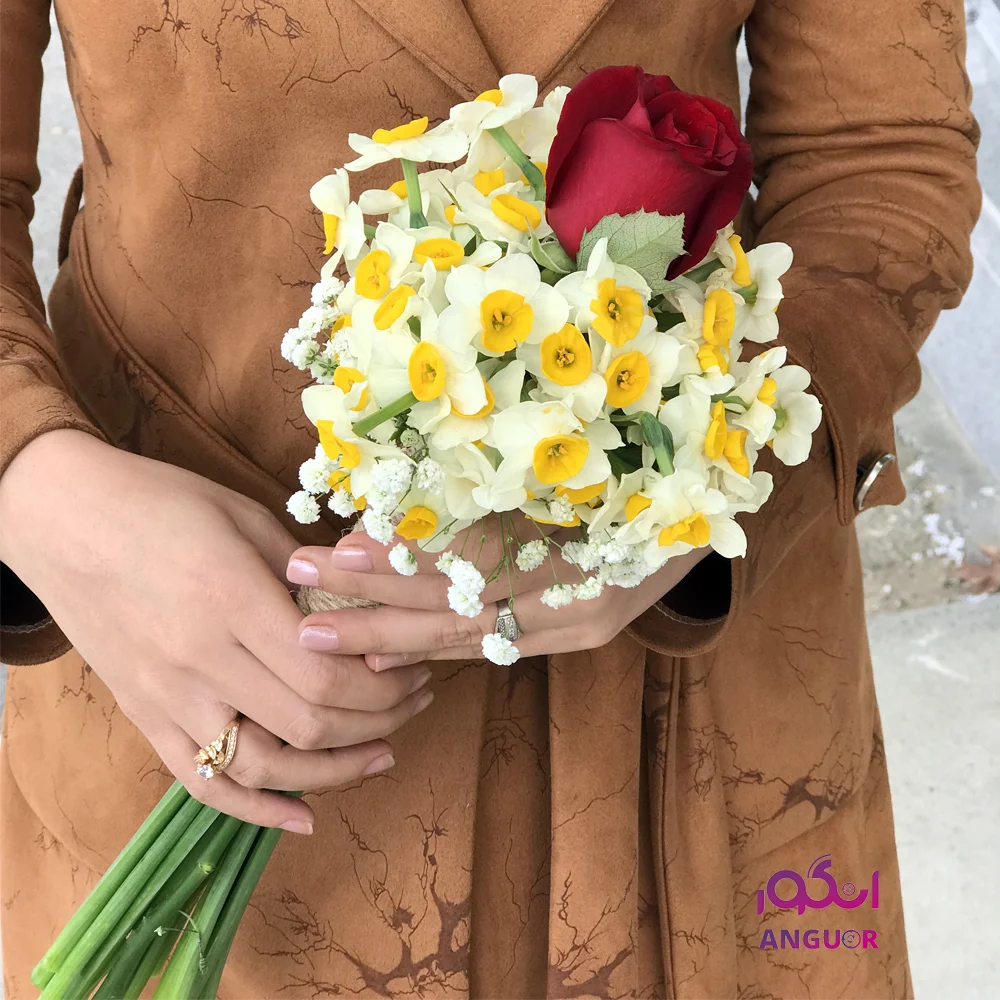 باکس گل رز و نرگس و آلسترومریا با قیمت عالی - گل نیک‌راه