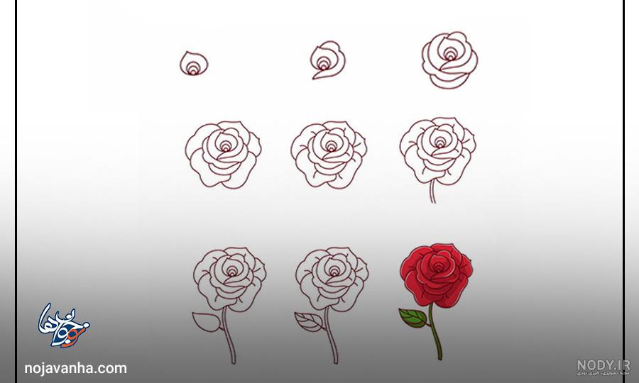 ( 40+ عکس )آموزش نقاشی گل رز (مرحله به مرحله) “🌹”+ ویدئو و تصاویر