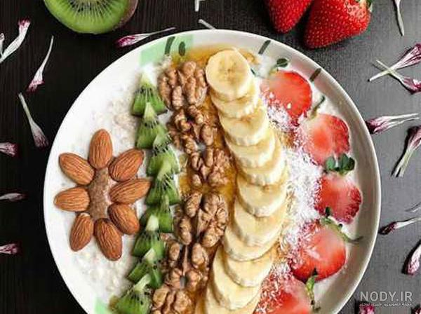 عکس تزیین صبحانه سالم با پنیر و گردو برای مدرسه و دانش آموزان