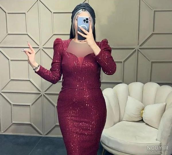 لباس مجلسی یقه دلبری بلند لباس مجلسی یقه دلبری بلند