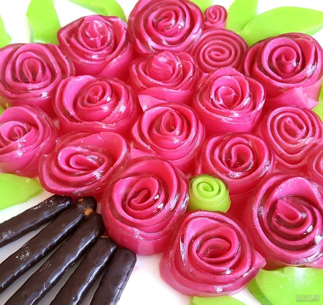 ژله رولی گل رز دو رنگ