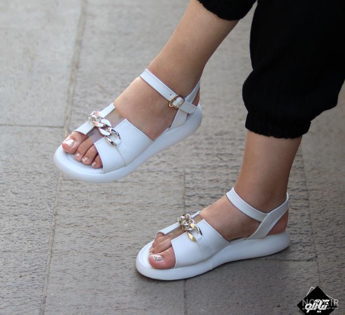 کفش زنانه چرم تابستانی چرم مشهد Mashad leather مدل J2299|رنگ مشکی-بانی مد