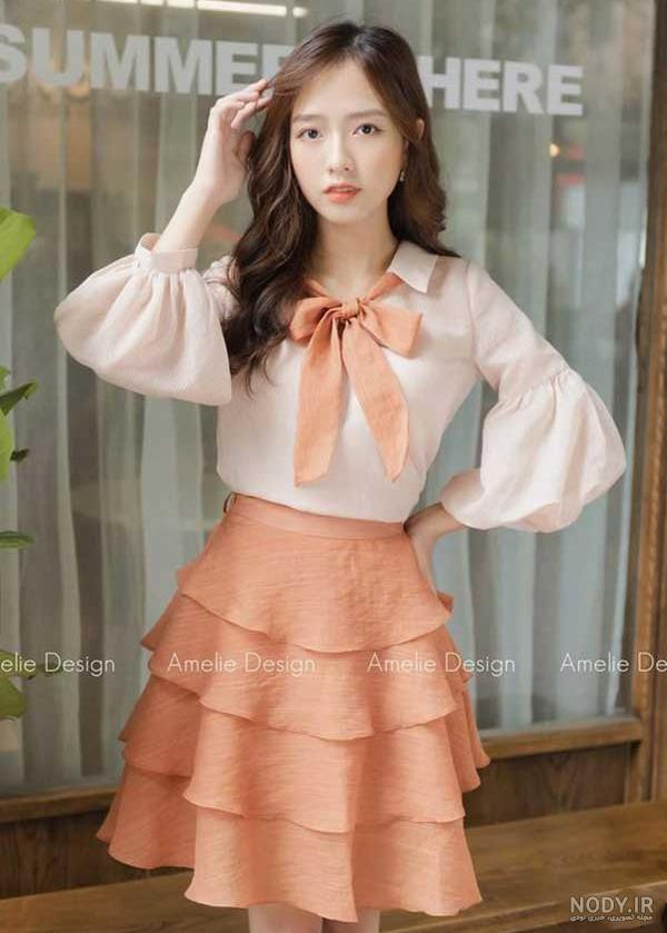 بلوز و دامن بند دار دخترانه مدل نغمه | NIMOshop بلوز و دامن بند دار دخترانه مدل نغمه | NIMOshop