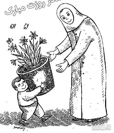 نقاشی روز مادر کودکانه برای رنگ آمیزی - ستاره نقاشی روز مادر کودکانه برای رنگ آمیزی - ستاره