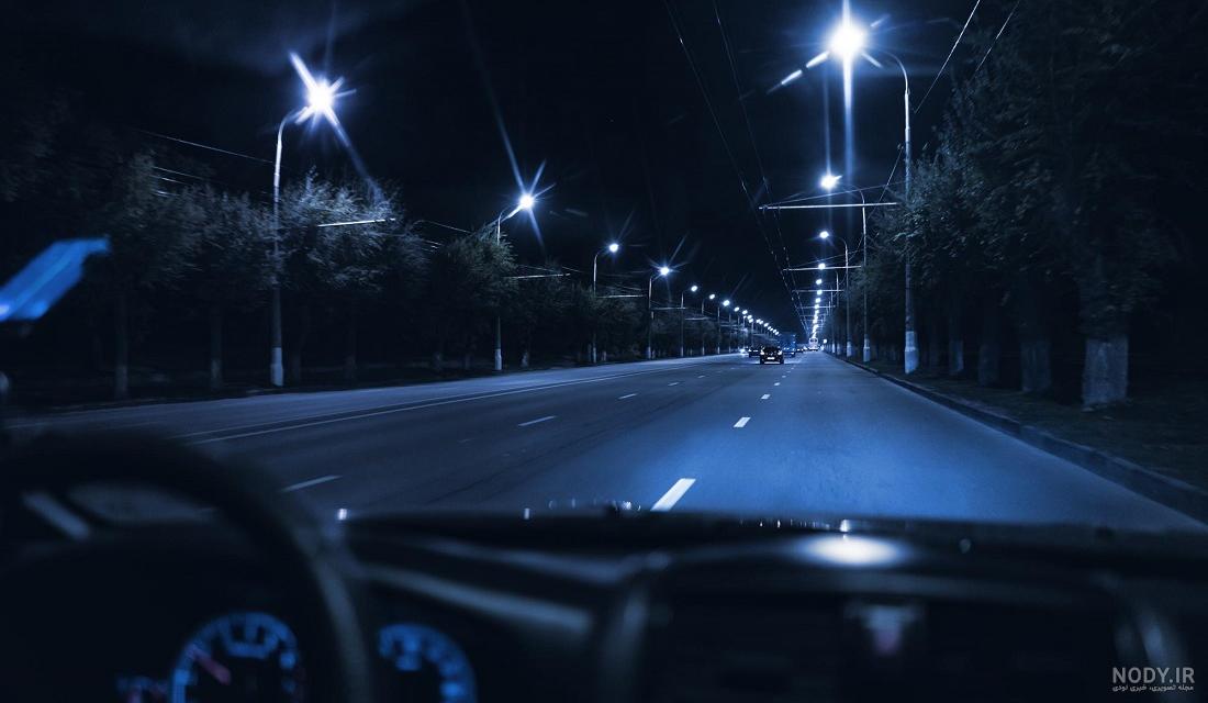 عکس تو جاده با ماشین شب