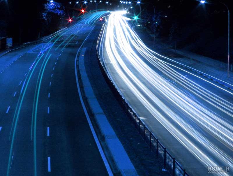 عکس تو جاده با ماشین شب