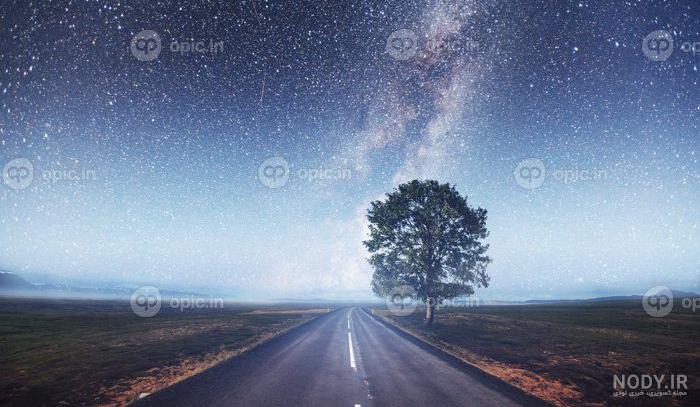 عکس تو جاده با ماشین شب