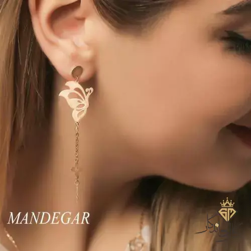 خرید گوشواره طلا زنانه بخیه ایی پروانه دیورا