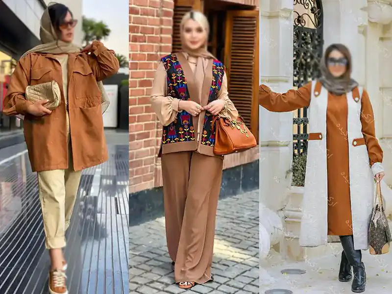مانتو رنگ قهوه ای - لوکسشین مانتو رنگ قهوه ای - لوکسشین