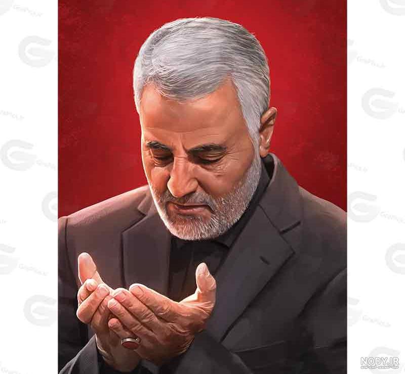 نقاشی سردار سلیمانی کودکانه و بزرگسال ساده و سخت برای رنگ آمیزی