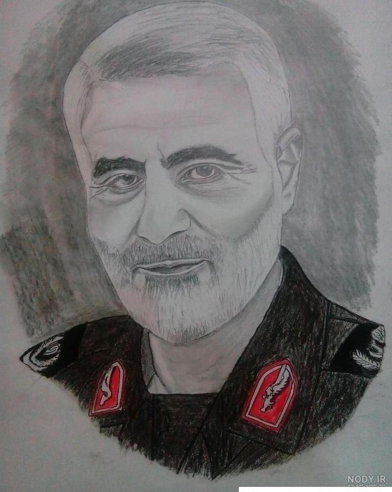 نقاشی چهره شهید قاسم سلیمانی