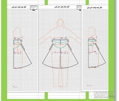 دامن فون (رسم +5 مدل الگوی دامن فون با برش و دوخت آن) دامن فون (رسم +5 مدل الگوی دامن فون با برش و دوخت آن)