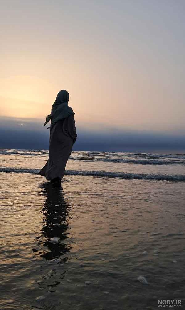 عکس پروفایل دختر با حجاب کنار دریا فانتزی