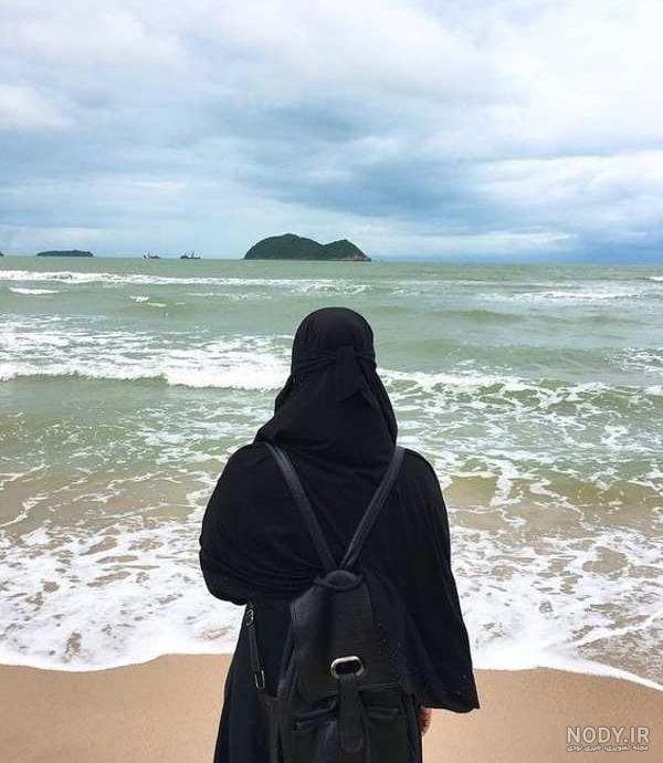 عکس پروفایل دختر با حجاب کنار دریا فانتزی