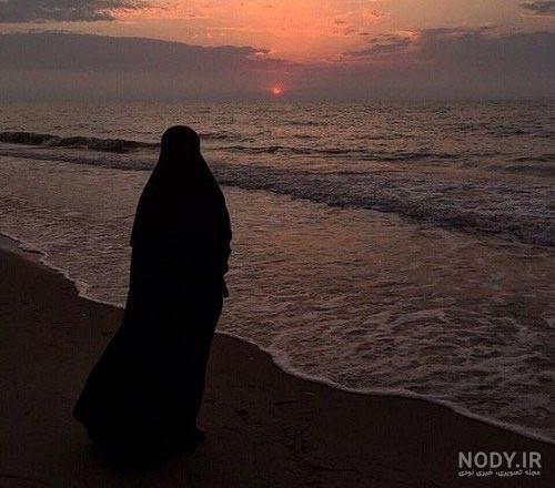 عکس پروفایل دختر با حجاب کنار دریا فانتزی