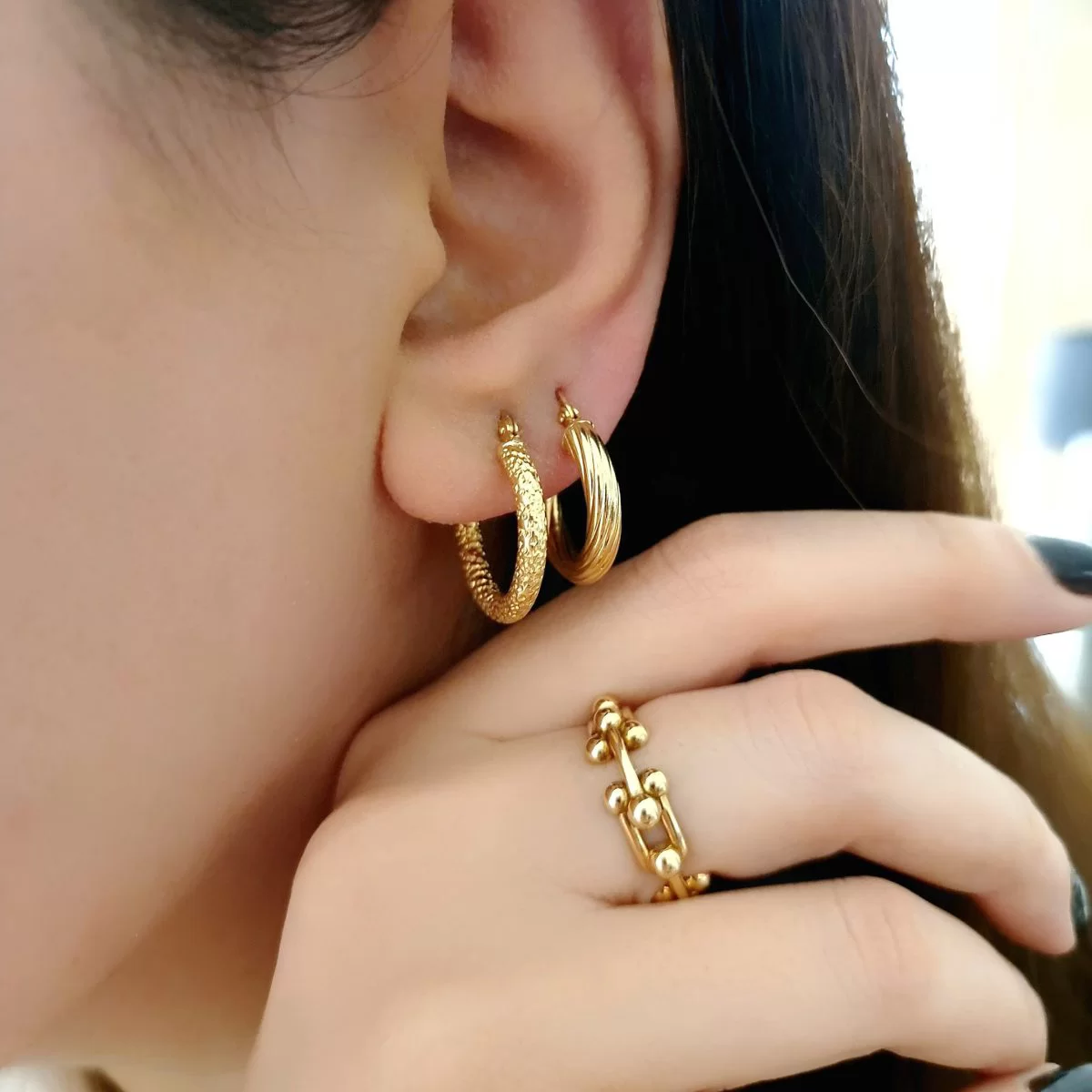 عکس گوشواره حلقه ای بزرگ طلا