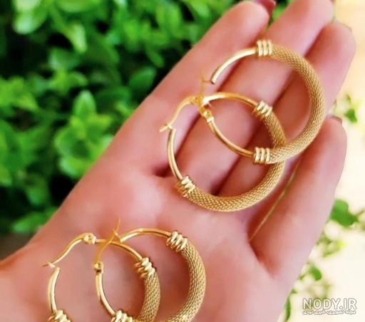 گوشواره حلقه ای آینه ای ساده طلای 18 عیار سایز 4 - termegold