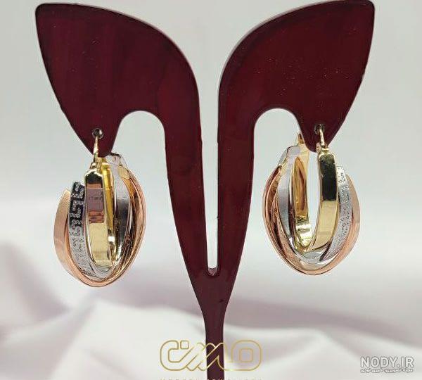گوشواره حلقه ای طلای 18 عیار گوارسه دوقلو سایز 5 - termegold
