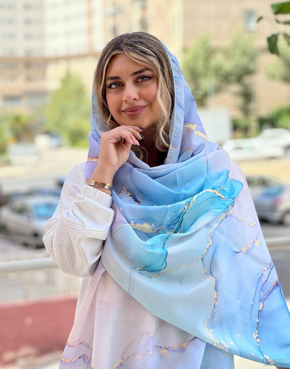 شال آبی پفکی ساده - هانیل اسکارف شال آبی پفکی ساده - هانیل اسکارف