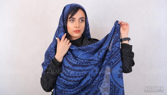 شال دخترانه نخی تابستانه آبی سفید جدید منگوله دار شیک با قیمت مناسب شال دخترانه نخی تابستانه آبی سفید جدید منگوله دار شیک با قیمت مناسب