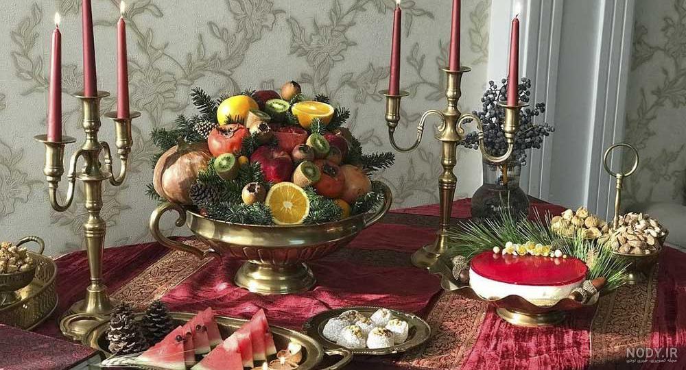 میز شب یلدا | 90 عکس چیدمان یلدایی ساده شیک مدرن و سنتی - دلبرانه