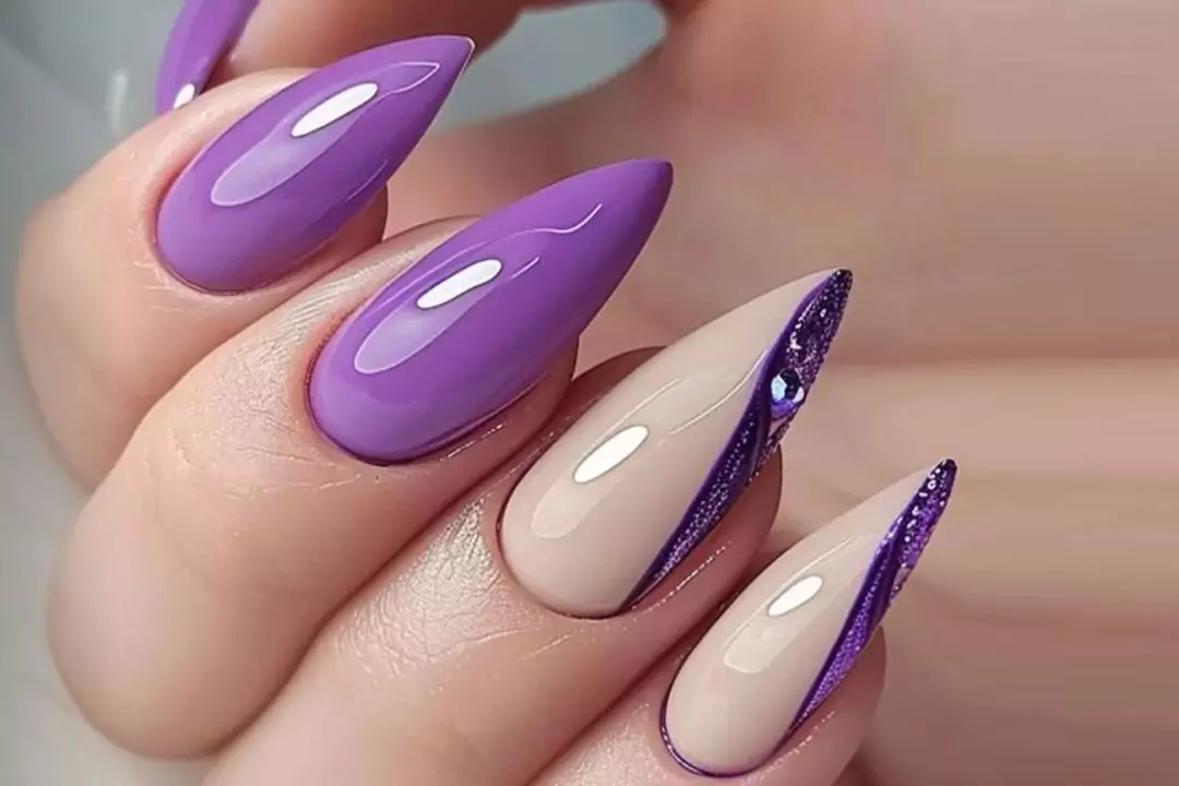 طرح ناخن بنفش و مشکی طرح ناخن بنفش و مشکی