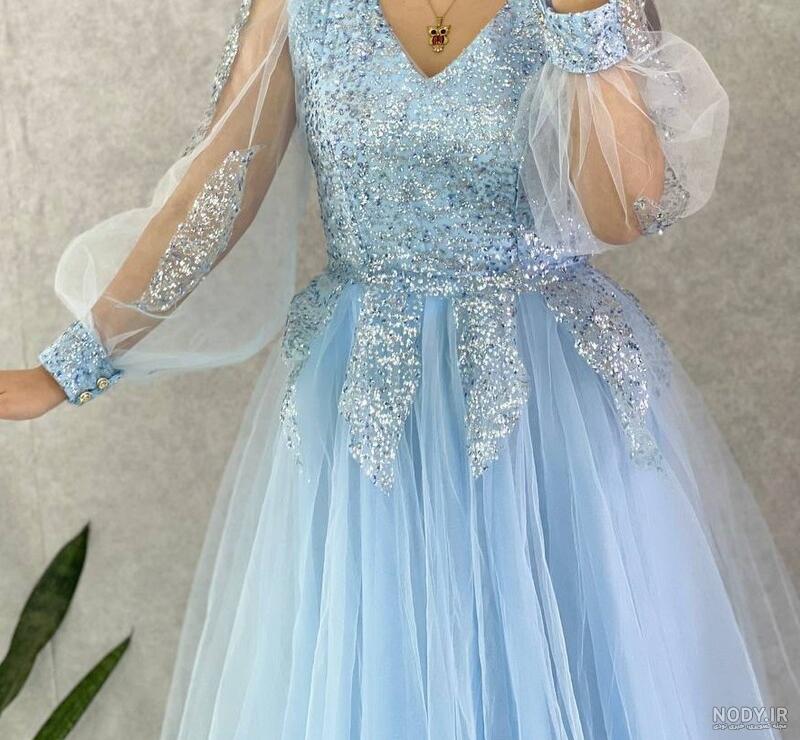 لباس مجلسی آبی فیروزه ای لباس مجلسی آبی فیروزه ای
