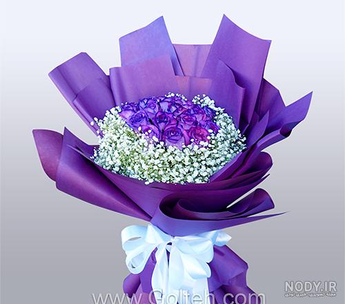 عکس دسته گل رز آبی