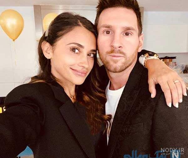 عکس مسی و همسرش در ساحل